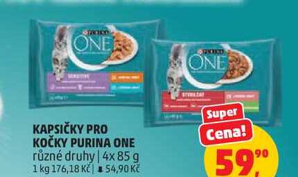 PURINA ONE kapsičky pro kočky různé druhy, 4x 85 g
