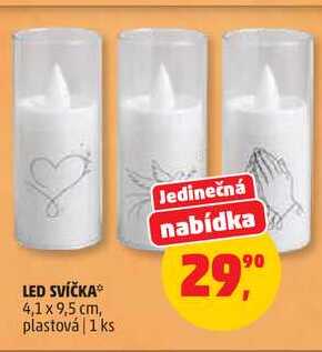LED SVÍČKA 4,1x9,5 cm, plastová, 1 ks