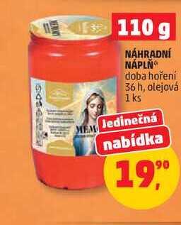 NÁHRADNÍ NÁPLŇ doba hoření 36 h, olejová, 1 ks Penny Market