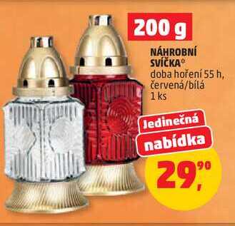 NÁHROBNÍ SVÍČKA doba hoření 55 h, červená/bílá, 1 ks Penny Market