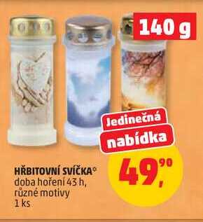 HŘBITOVNÍ SVÍČKA doba hoření 43 h, různé motivy, 1 ks 