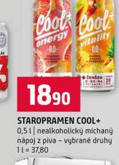 STAROPRAMEN COOL+ 0,5l nealkoholický míchaný nápoj z piva vybrané druhy