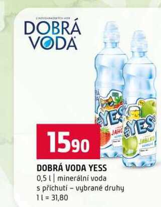 DOBRÁ VODA YESS 0,5l minerální voda s příchutí vybrané druhy