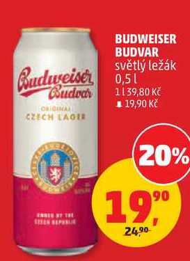 BUDWEISER BUDVAR světlý ležák, 0,5 l 
