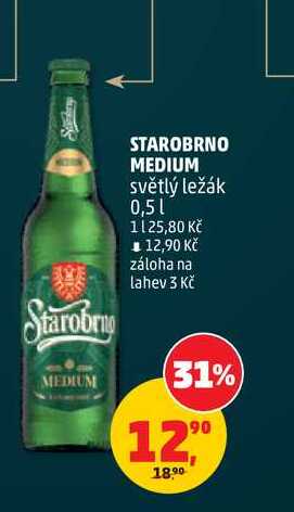 STAROBRNO MEDIUM světlý ležák, 0,5 l