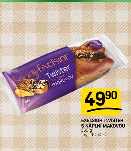 EXELSIOR TWISTER S NÁPLNÍ MAKOVOU 350 g