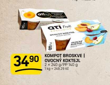 KOMPOT BROSKVE | 90 OVOCNÝ KOKTEJL 2 x 240 g/PP 140 g