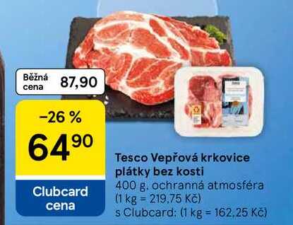 Tesco Vepřová krkovice plátky bez kosti, 400 g 