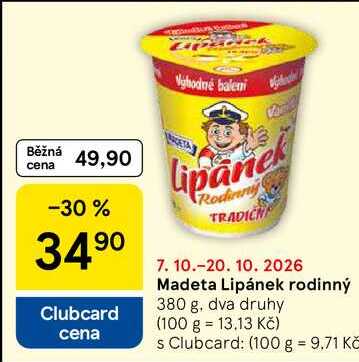 Madeta Lipánek rodinný, 380 g