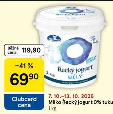 Milko Řecký jogurt 0% tuku, 1kg 