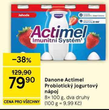 Danone Actimel Probiotický jogurtový nápoj, 8x 100 g  v akci