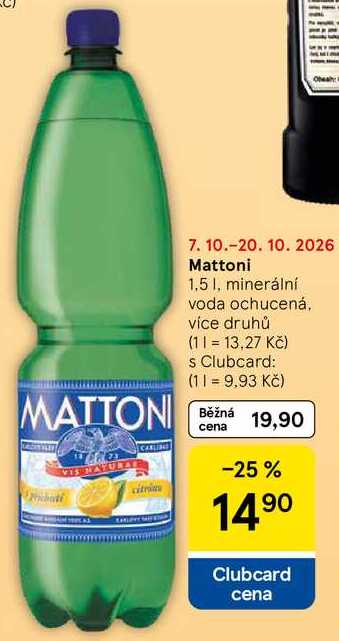 Mattoni minerální voda ochucená, 1,5 l