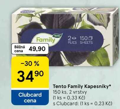 Tento Family Kapesníky, 150 ks. 2 vrstvy Tesco