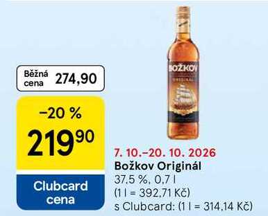 Božkov Originál 37.5%, 0,7 l
