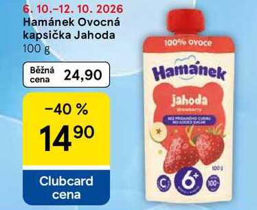 Hamánek Ovocná kapsička Jahoda, 100 g Tesco