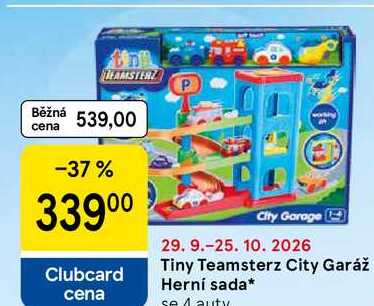 Tiny Teamsterz City Garáž Herní sada, se 4 auty Tesco