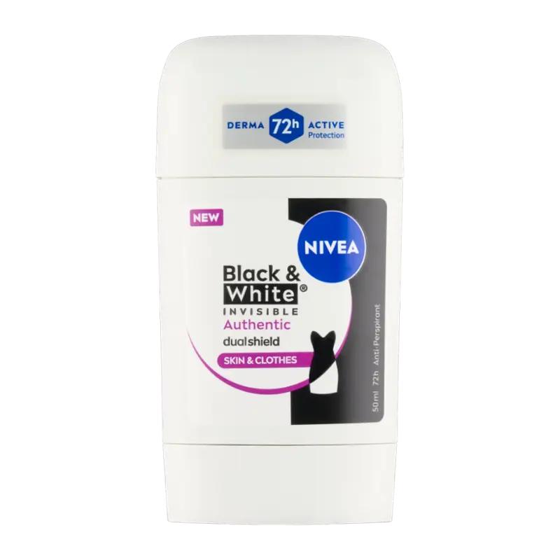 NIVEA Antiperspirant pro ženy tuhý Black & White Authentic, 50 ml