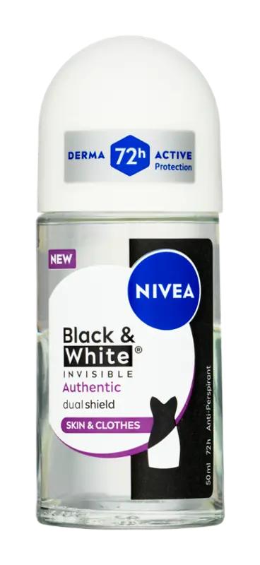 NIVEA Antiperspirant roll-on Black & White Authentic, 50 ml ROSSMANN