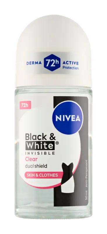 NIVEA Antiperspirant roll-on pro ženy Black & White Invisible Clear, 50 ml ROSSMANN