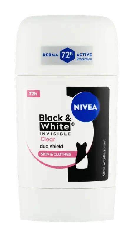 NIVEA Antiperspirant tuhý pro ženy Black&White Invisible Clear, 50 ml ROSSMANN