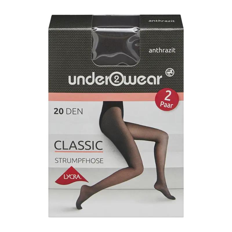 Under2wear Punčochové kalhoty 2pack antracit 20 DEN, 2 ks ROSSMANN