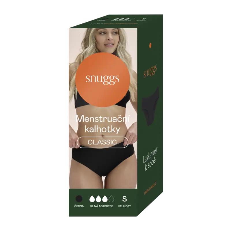 Snuggs Menstruační kalhotky Classic pro silnou menstruaci, černé, 1 ks