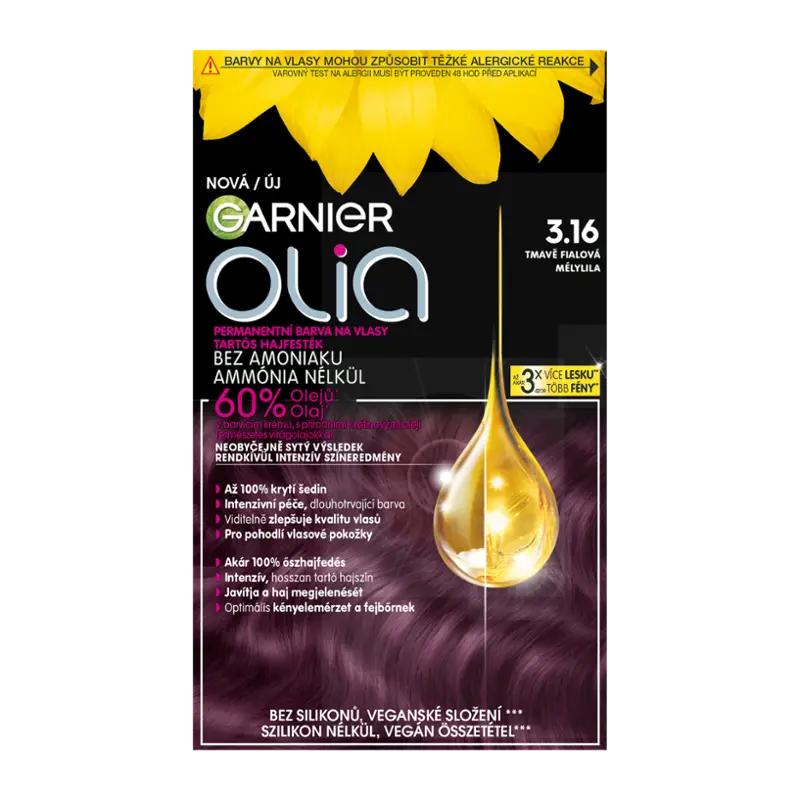 Garnier Permanentní barva na vlasy Olia bez amoniaku 3.16 tmavě fialová, 1 ks