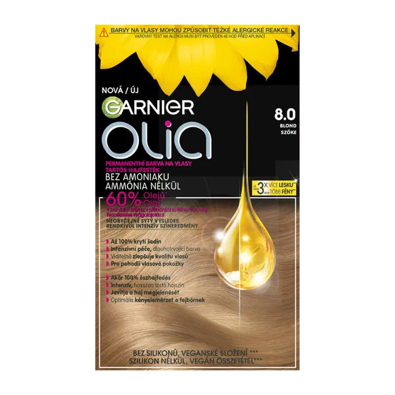 Garnier Permanentní barva na vlasy Olia bez amoniaku 8.0 blond, 1 ks