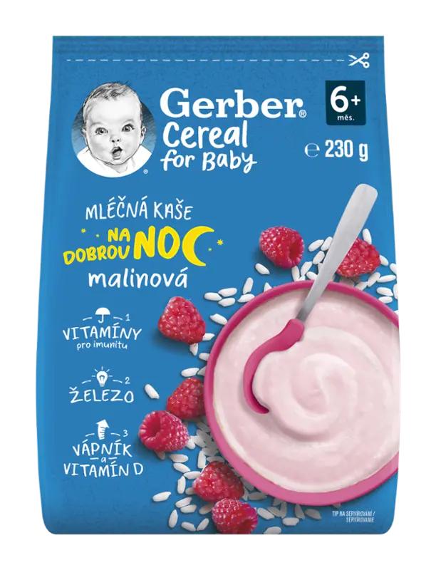 Gerber Cereal mléčná kaše malinová Dobrou noc, 230 g ROSSMANN