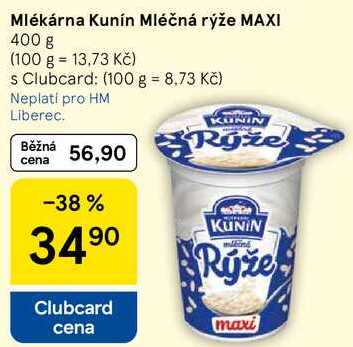 Mlékárna Kunín Mléčná rýže MAXI, 400 g  