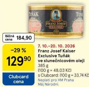 Franz Josef Kaiser Exclusive Tuňák ve slunečnicovém oleji, 385 g
