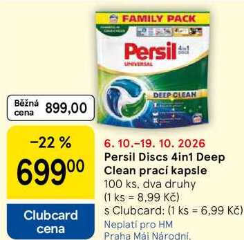 Persil Discs 4in1 Deep Clean prací kapsle, 100 ks Tesco