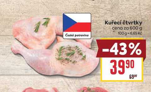 Kuřecí čtvrtky cena za 600 g