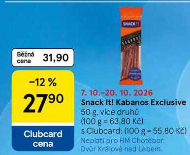 Snack It! Kabanos Exclusive, 50 g, více druhů