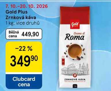 Gold Plus Zrnková káva, 1 kg, více druhů