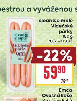 clean& simple Vídeňské párky 180g