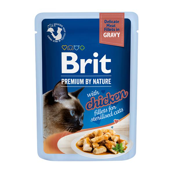 Brit Premium by Nature Filety s kuřetem ve šťávě pro dospělé kastrované kočky