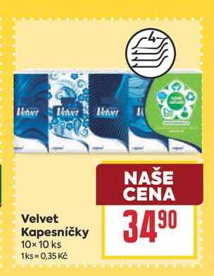 Velvet Kapesníčky 10×10 ks BILLA