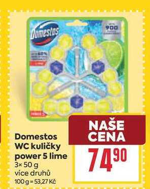 Domestos WC kuličky power 5 lime 3x 50 g