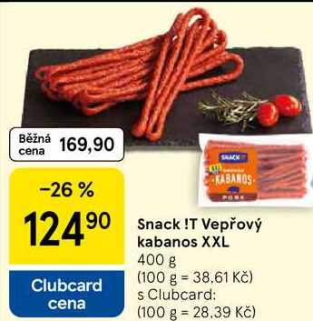 Snack !T Vepřový kabanos XXL, 400 g