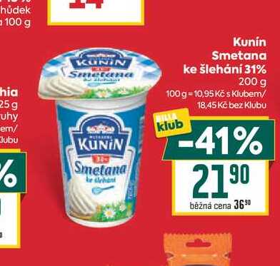 Kunín Smetana ke šlehání 31% 200 g
