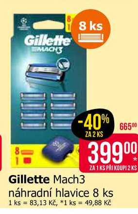 Gillette Mach3 náhradní hlavice 8 ks Teta drogerie