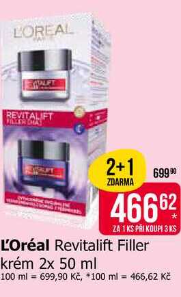 L'Oréal Revitalift Filler krém 2x 50 ml Teta drogerie
