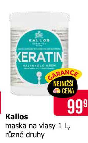 Kallos maska na vlasy 1 L, různé druhy 