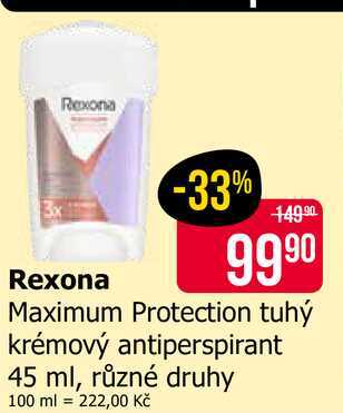 Rexona Maximum Protection tuhý krémový antiperspirant 45 ml Teta drogerie