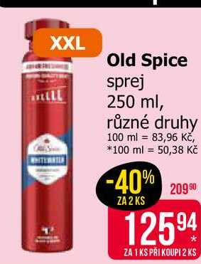 Old Spice sprej 250 ml, různé druhy