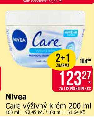 NIVEA Care výživný krém 200 ml Teta drogerie