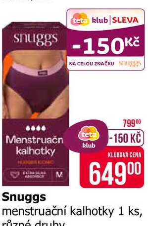 Snuggs menstruační kalhotky 1 ks, různé druhy Teta drogerie