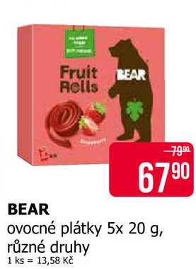 BEAR ovocné plátky 5x 20 g, různé druhy