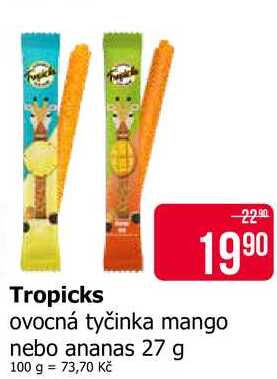 Tropicks ovocná tyčinka mango nebo ananas 27 g